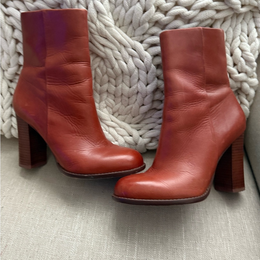 Sam Edelman Cognac Leather Heeled Boots